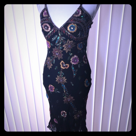 Dresses & Skirts - SILK EMBROIDERED W/SEQUINS EVENING DRESS SIZE S